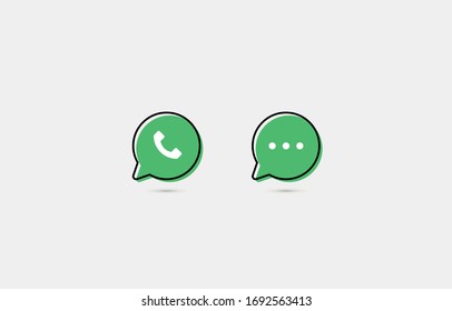 Conjunto de iconos de llamadas y mensajes con estilo de diseño plano. Ilustración vectorial