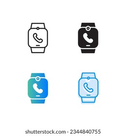 set of call on smartwatch icons with four style graphic suitable for any purpose