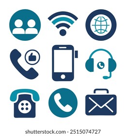 Set of call or ringing icons