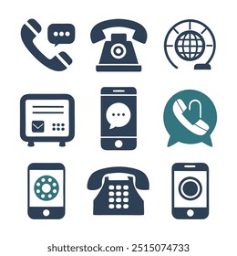 Set of call or ringing icons