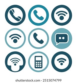 Set of call or ringing icons