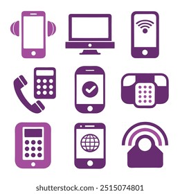 Set of call or ringing icons