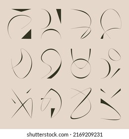 Set of calligraphic abstract symbols