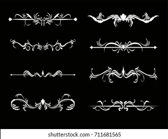 Set of calligraphic decorative elements for design, vector illustration.