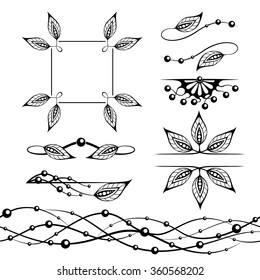Set calligraphic decorative elements. Graphic elements mimic leaves. Retro style design Collection invitations, banners, posters, banners, icons and logos.