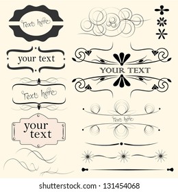 set of calligraphic design elements