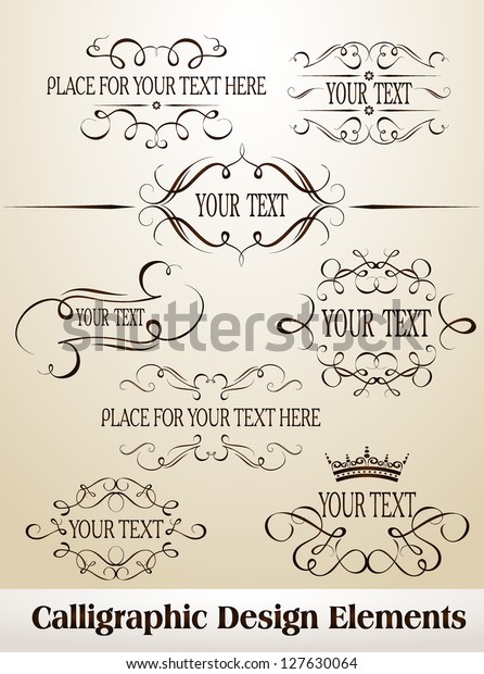 Set Calligraphic Design Elements Stock Vector (Royalty Free) 127630064