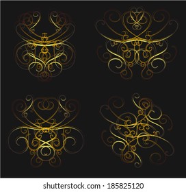 Set of calligraphic design elements. Classic Victorian ornaments
