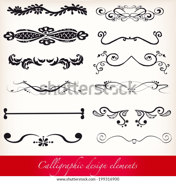 set of calligraphic design elements to decorate
your design or template