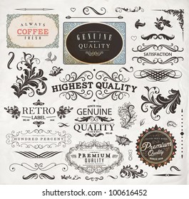 Set of calligraphic design elements, page decoration, old style floral frames for vintage design | eps10 vector collection