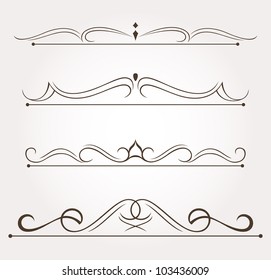 Set of calligraphic design elements and page decoration. Vector illustration