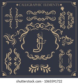set of calligraphic design elements and page decorations