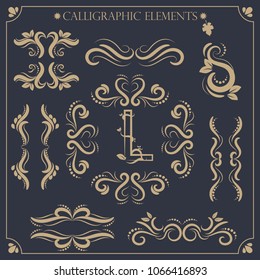 set of calligraphic design elements and page decorations
