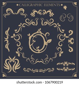 set of calligraphic design elements and page decorations
