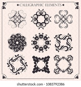 set of calligraphic design elements and page decorations