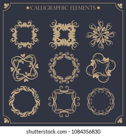 set of calligraphic design elements and page decorations