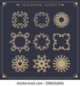 set of calligraphic design elements and page decorations