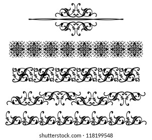 Set of calligraphic design elements and page decoration in vintage  style