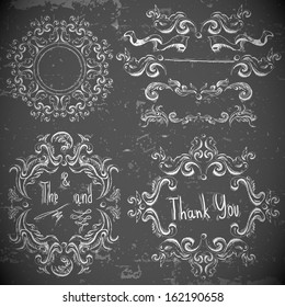 Set of calligraphic design elements and page decoration,