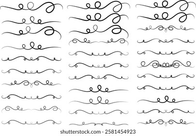 set of calligraphic design elements and page decor. Vintage and filigree decoration set