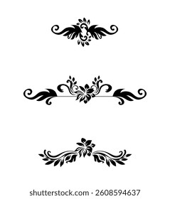 Set of calligraphic design elements, page decor, dividers and ornate headpieces	