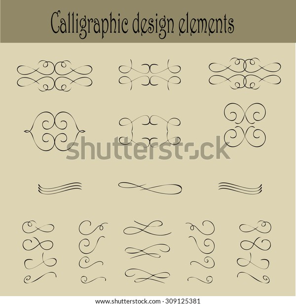 Set of calligraphic design elements. Calligraphic\
design elements and page decoration. Scroll Elements. Vintage swirl\
and curls. Useful elements to embellish layout. Elements for\
scrapbooking. Vector.