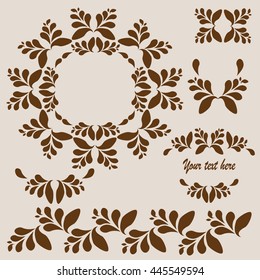 Set calligraphic design elements template. Framework with an ornament. Vector illustration