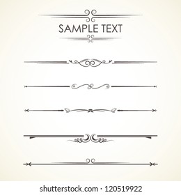 Set Calligraphic Design Elements, vector set: calligraphic design elements and page decoration - lots of useful elements