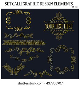 Set of calligraphic design elements. Vintage logos, jewelry items. Vector illustration