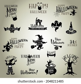 Set of Calligraphic Designs VIntage Vector silhouettes for Halloween party