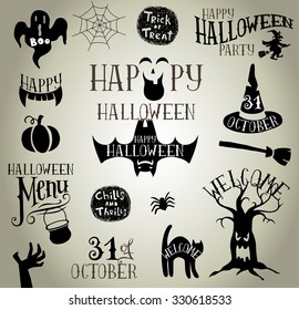 Set of Calligraphic Designs VIntage Vector silhouettes for Halloween party