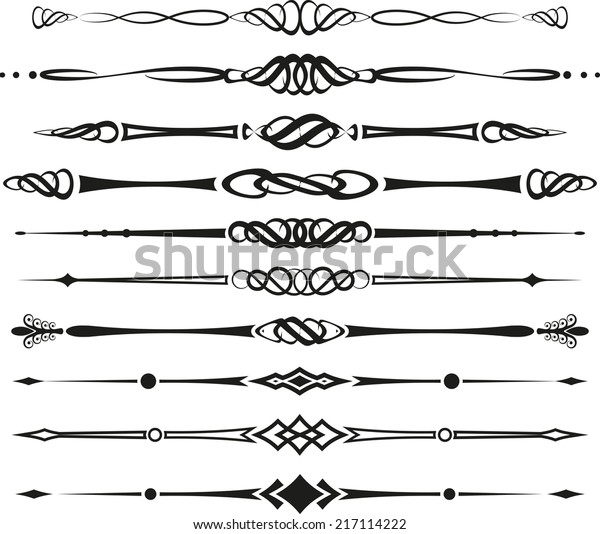 Set Calligraphic Dividers Separators Design Elements Stock Vector ...