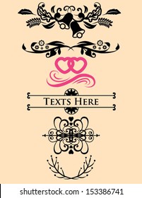 Set of Calligraphic Element with Page Dividers in Vectors. Good for cards, weddings, labels and more