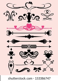 Set of Calligraphic Element with Page Dividers in Vectors 