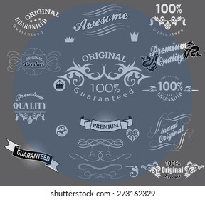 Set of calligraphic elements for design  can be used for invitation, congratulation