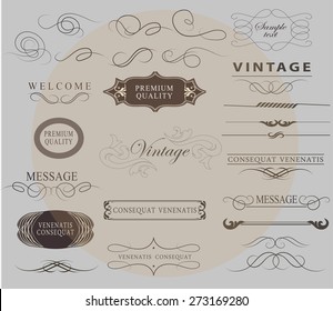Set of calligraphic elements for design  can be used for invitation, congratulation