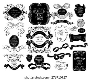Set of calligraphic elements for design  can be used for invitation, congratulation