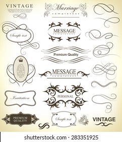 Set of calligraphic elements for design  can be used for invitation, congratulation