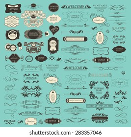 Set of calligraphic elements for design  can be used for invitation, congratulation