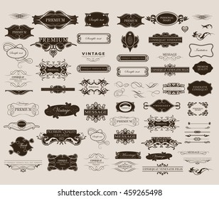 Set of calligraphic elements for design  can be used for invitation, congratulation