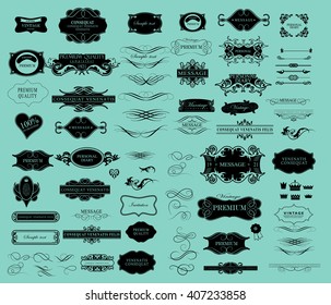 set of calligraphic elements for design designset