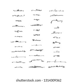 set of calligraphic elements for design. hand-drawn vector illustration on white background