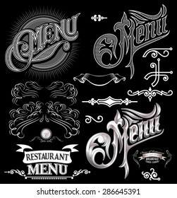 set of calligraphic elements for design label menu