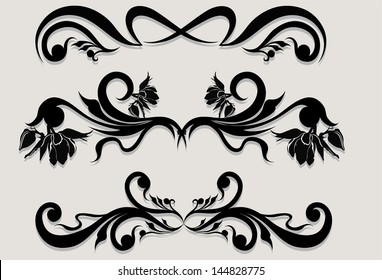 set of calligraphic elements isolated 