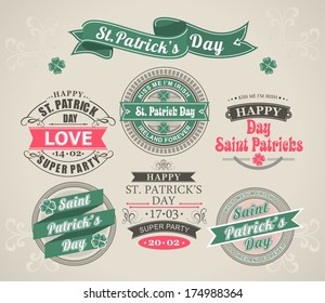 set of calligraphic Elements stamps of the holiday St. Patrick's Day 