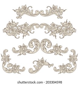 set of calligraphic elements vintage baroque