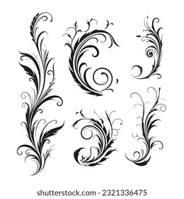 Set of Calligraphic Filigree Design Elements and Page Decorations