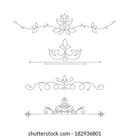 Set of calligraphic floral design elements and page decoration