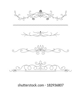 Set of calligraphic floral design elements and page decoration