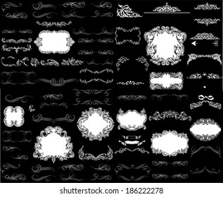 Set of calligraphic and floral design elements can be used for invitation, congratulation